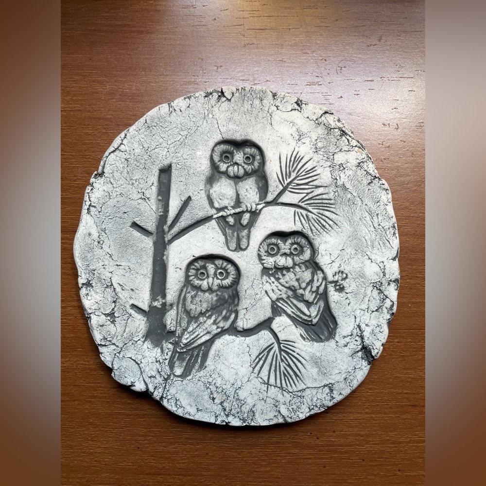 Vintage Owl Wall Plaque Decor Handmade Signed Stan